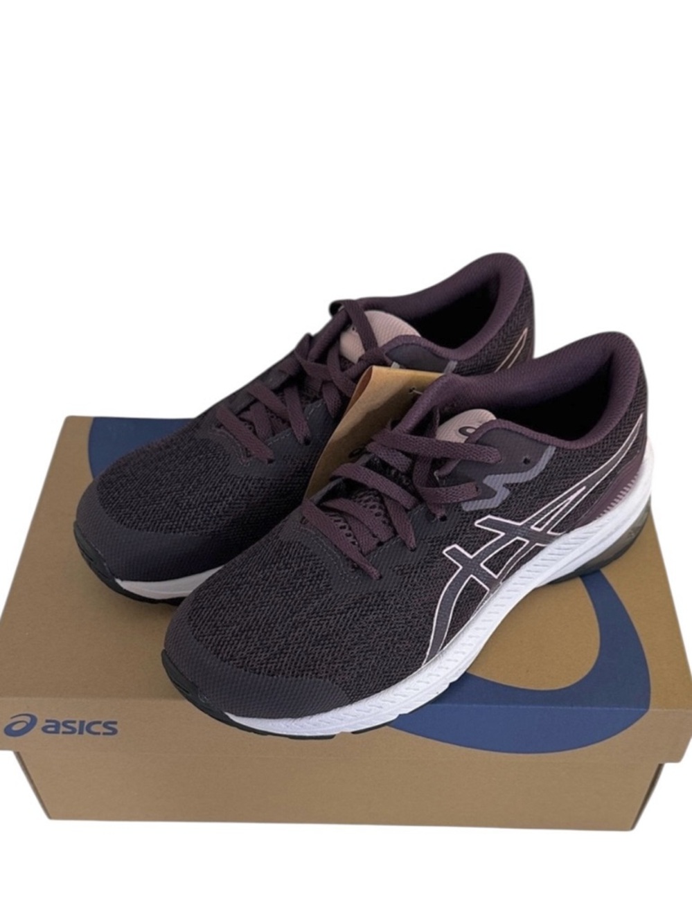 Asics Big Kids Trail Running Shoes Deep Plum Barely Rose Purple Size 4.5 New Box
